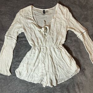 Divided Cream Long Sleeve Blouse